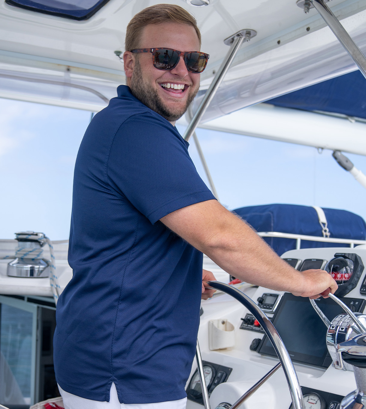 Cole at helm