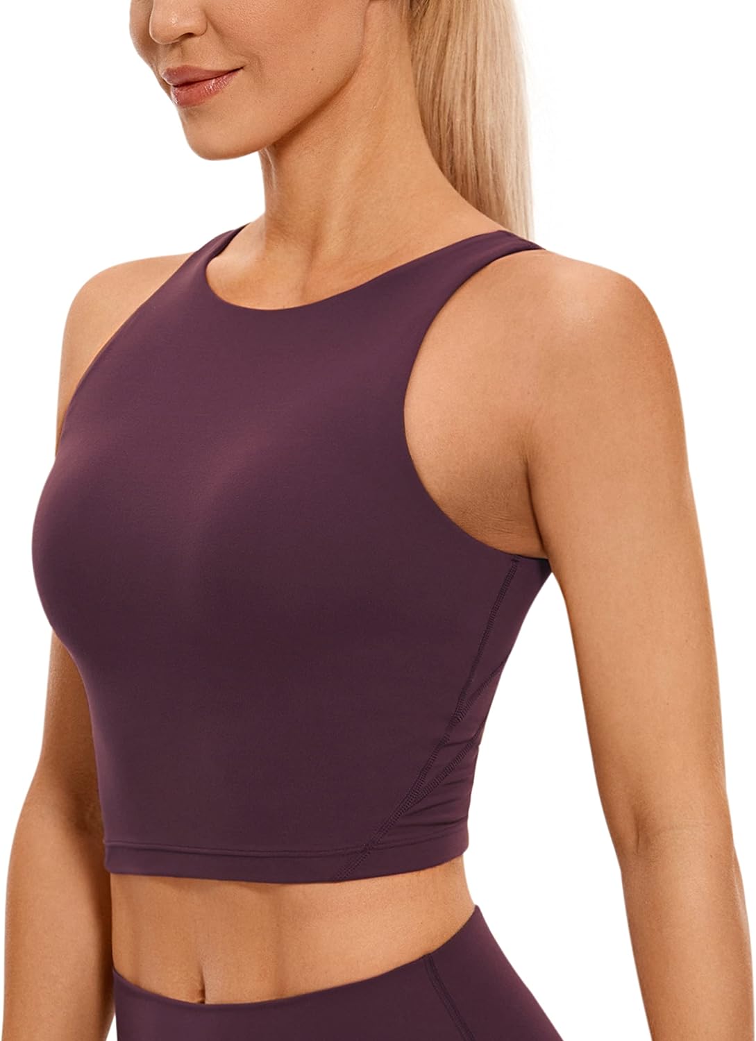 CRZ YOGA Butterluxe Womens High Neck Longline Sports Bra - U Back ...