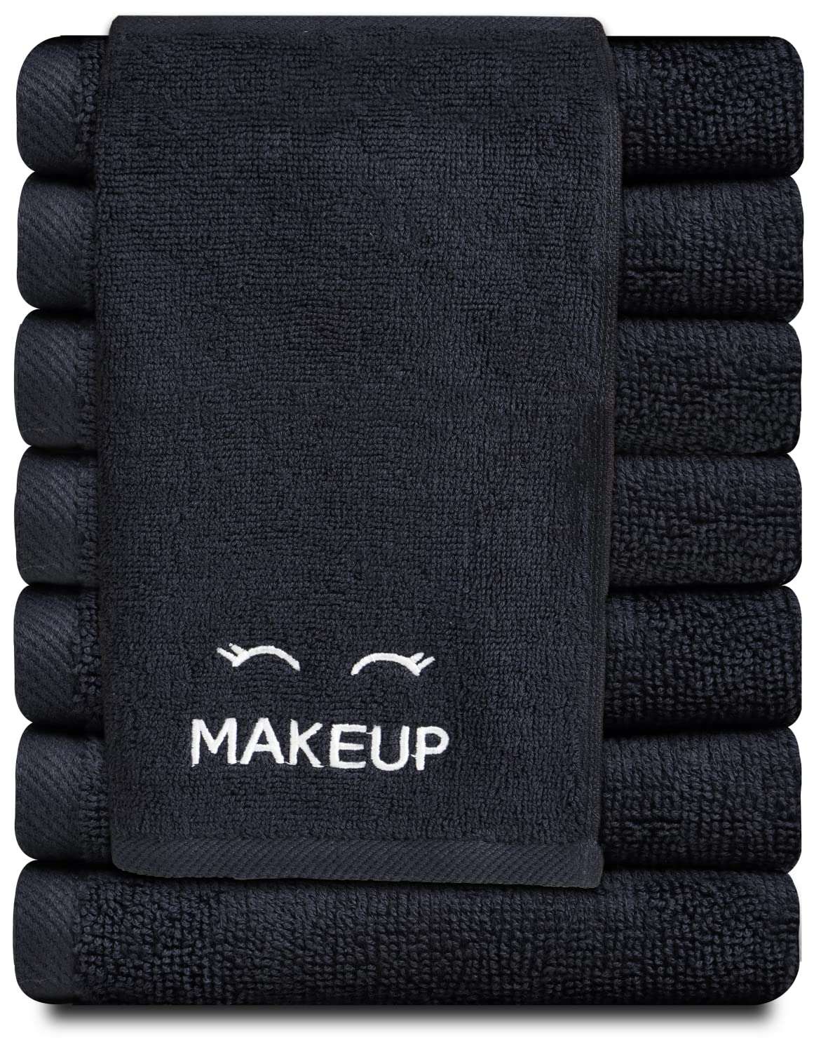 [12 Pack] Bleach Safe Black Makeup Towels  Luxury Ultra Soft Cotton 